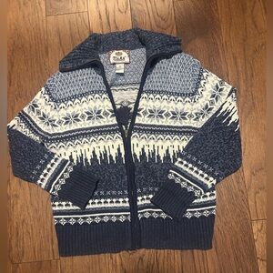 Tiara International Winter Snowflake Fair Isle Blue and White Sweater